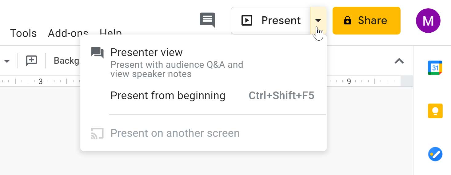 viewing presentation options viewing presentation options