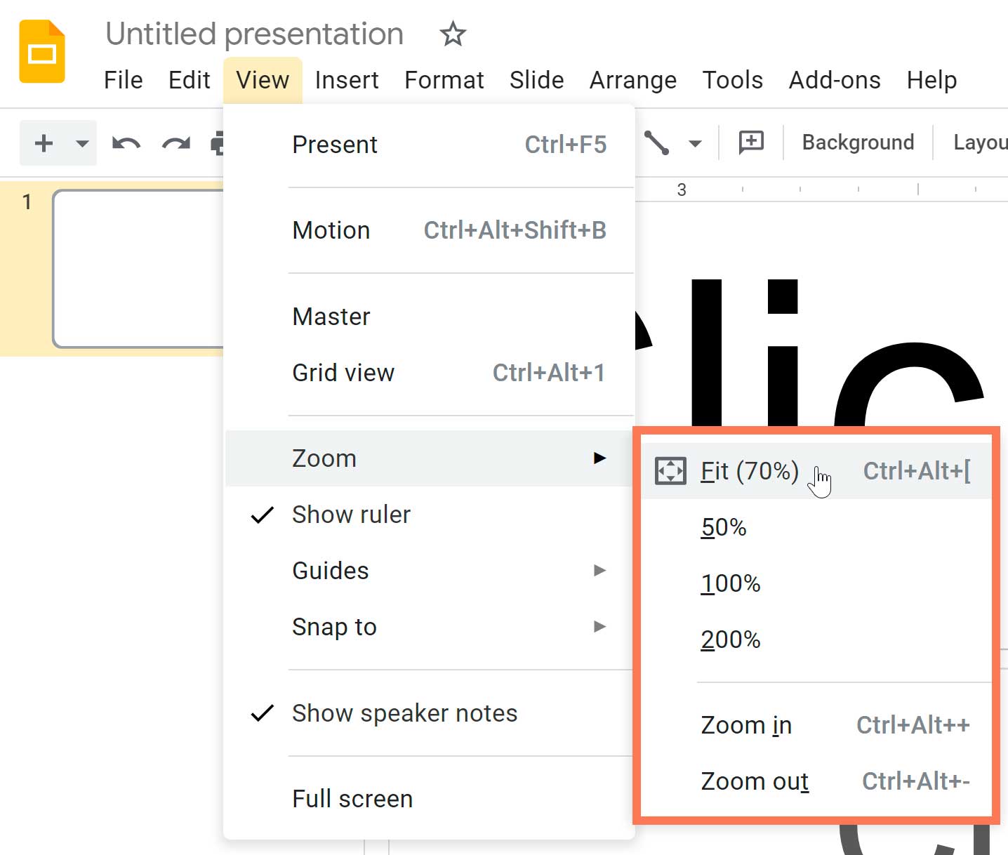showing the zoom drop-down menu within view showing the zoom drop-down menu within view