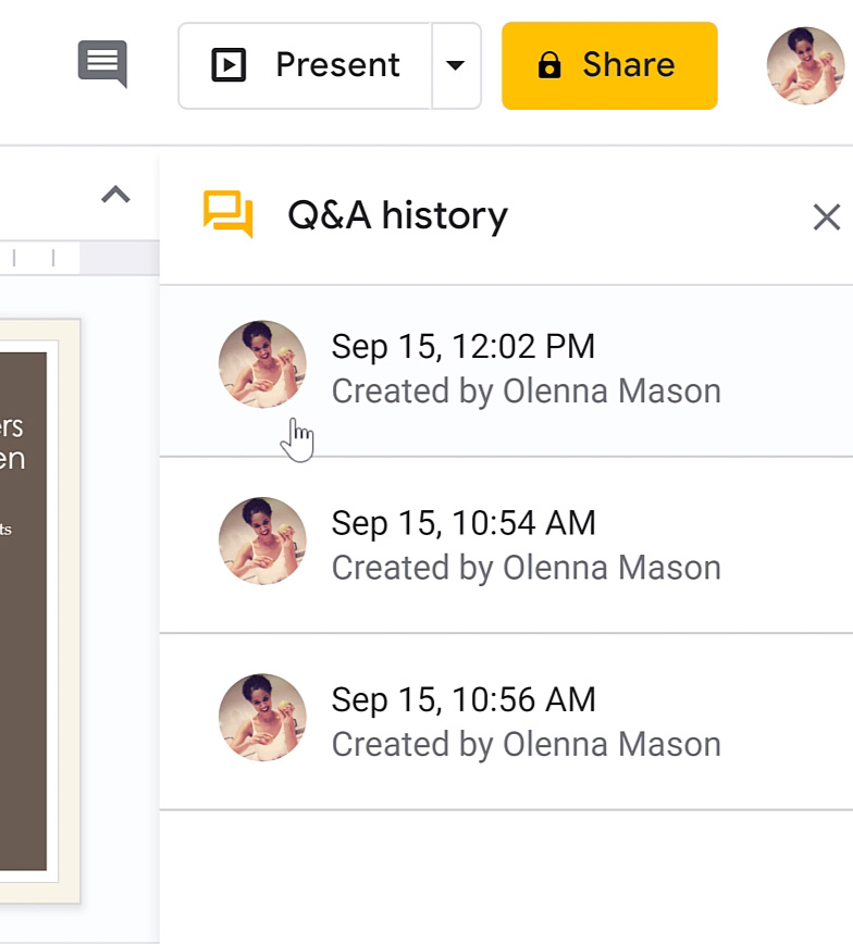 view Q and A history view Q and A history