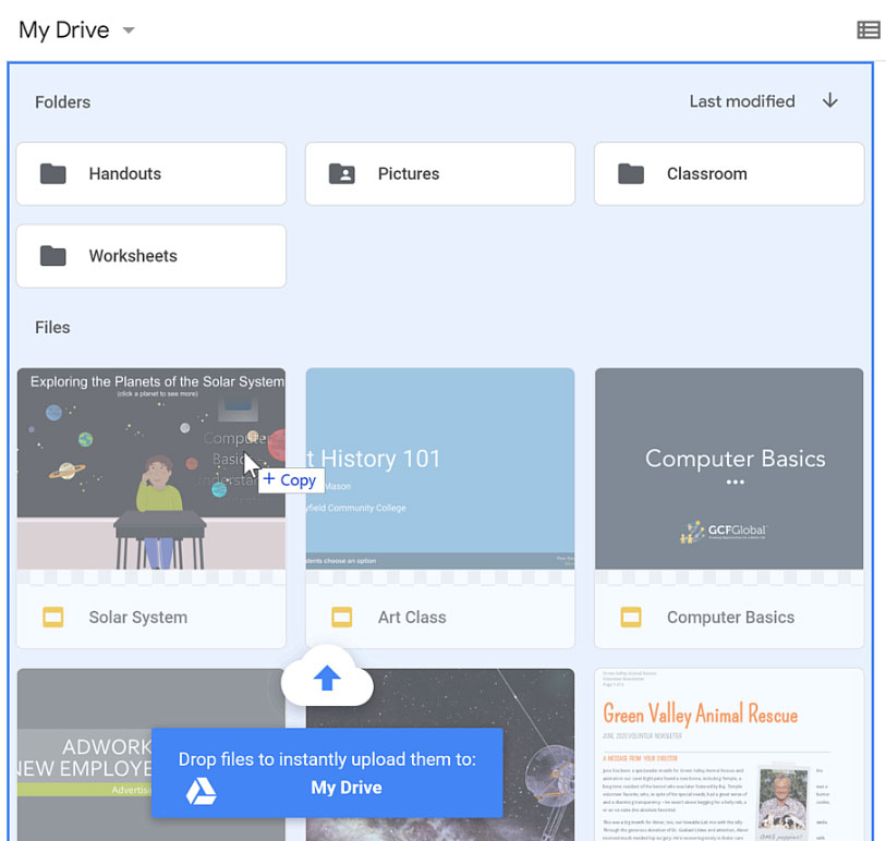 uploading a video file into My Drive