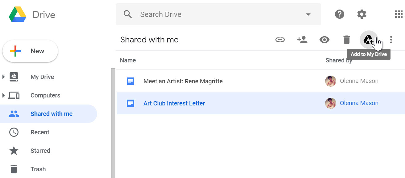 Adding the file to My Drive. Adding the file to My Drive.