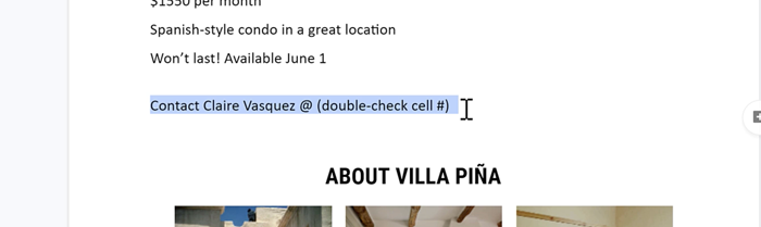 selecting portion of text selecting portion of text