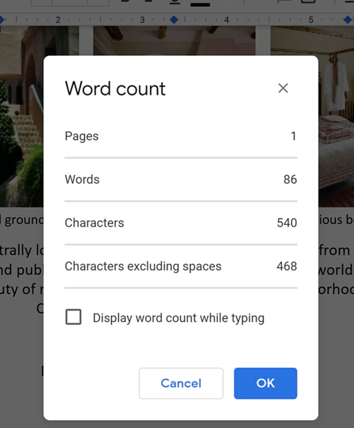 word count dialogue box word count dialogue box