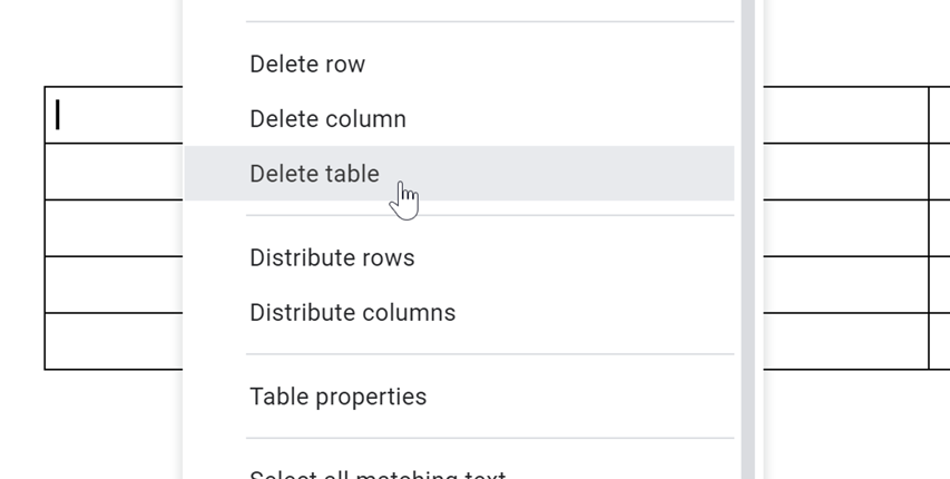 deleting the table deleting the table