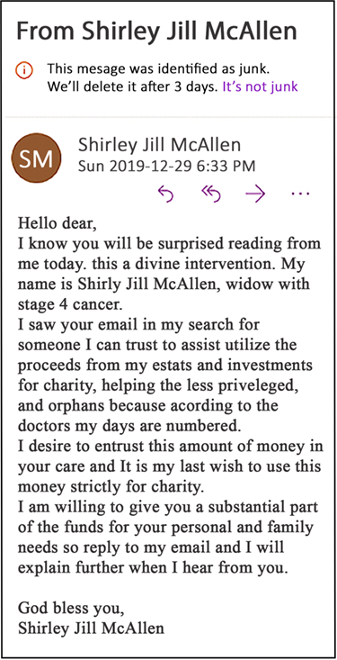 Email that ask you for money