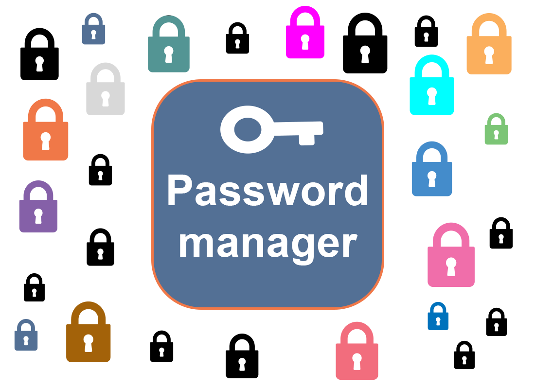 A password manager with a number of locks surrounding it