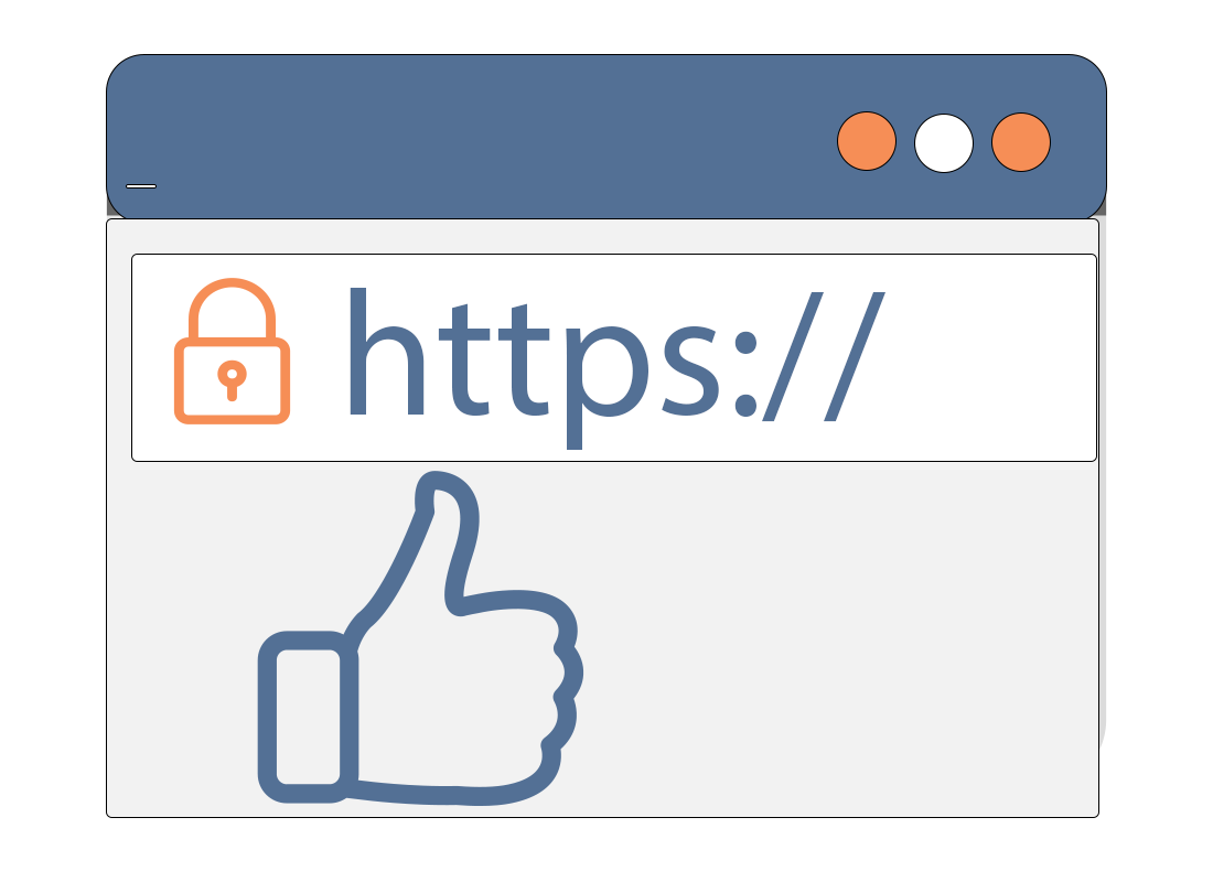 A secure website address and the thumbs up