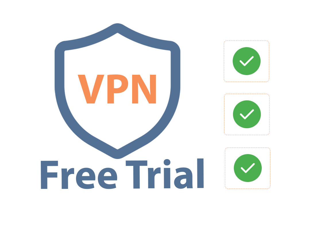 A VPN shield with three ticked check boxes  next to it