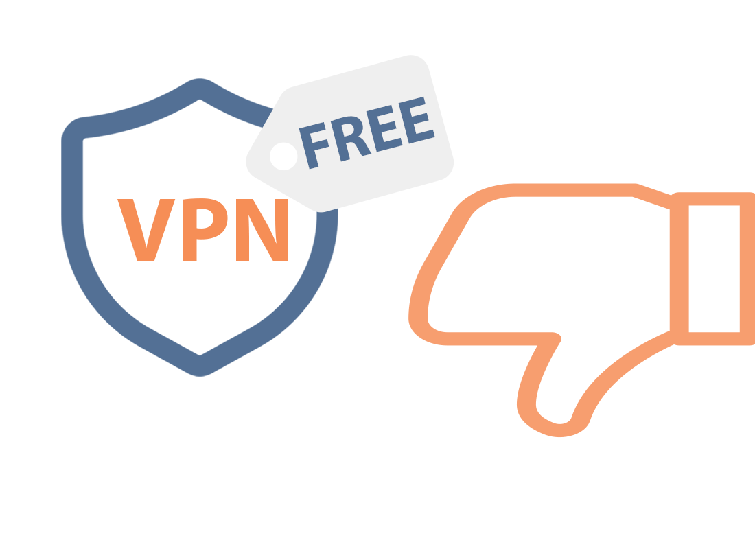 A free VPN shield with a thumbs down next to it