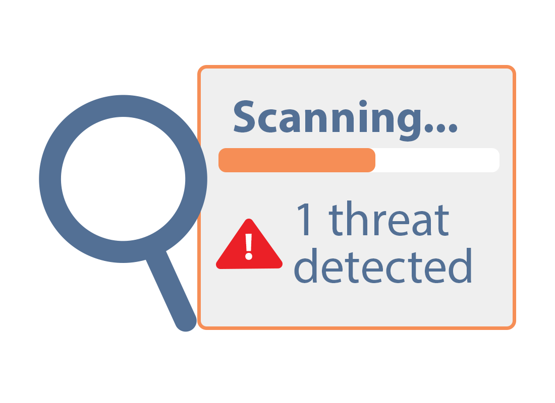 Antivirus software scanning a computer for threats