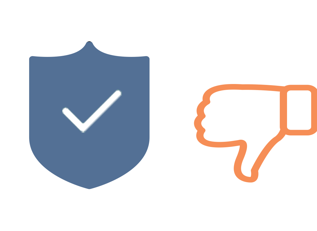 Antivirus software with a thumbs down next to it