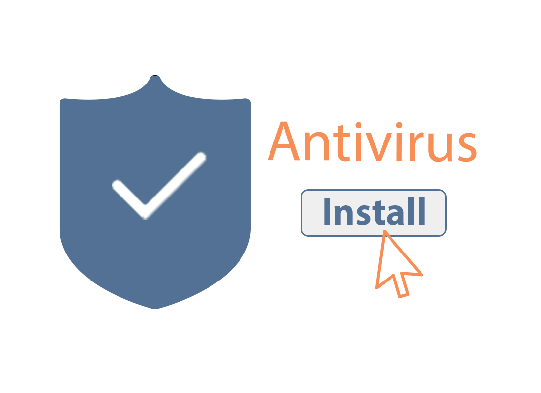 Antivirus software with an install icon next to it