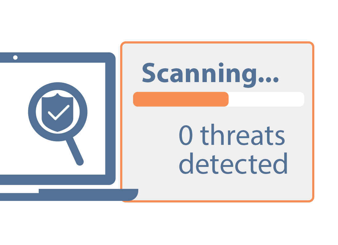 Antivirus software scanning a device for threats