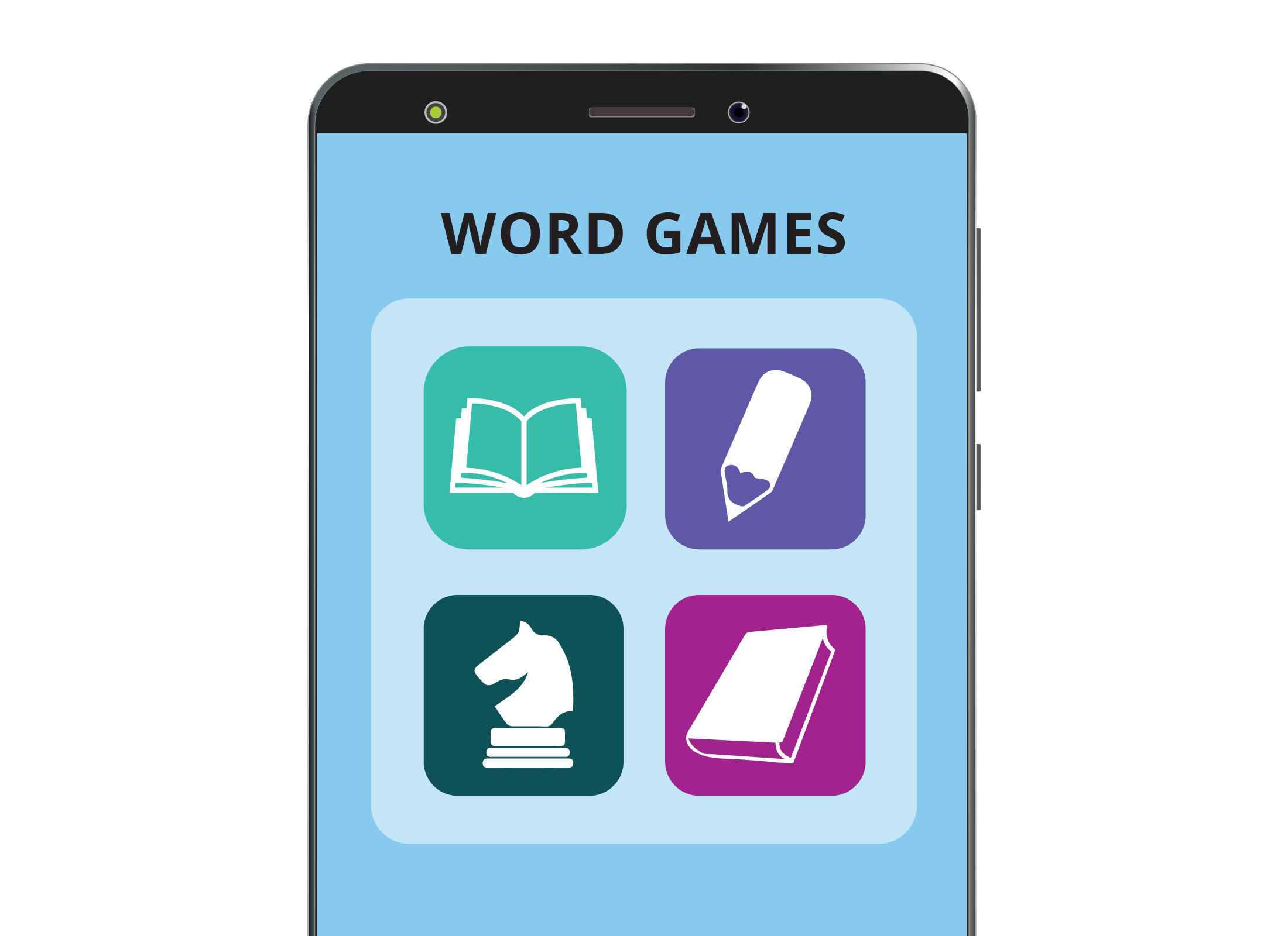 Word game apps grouped into a folder on a smartphone screen to make them easier to find