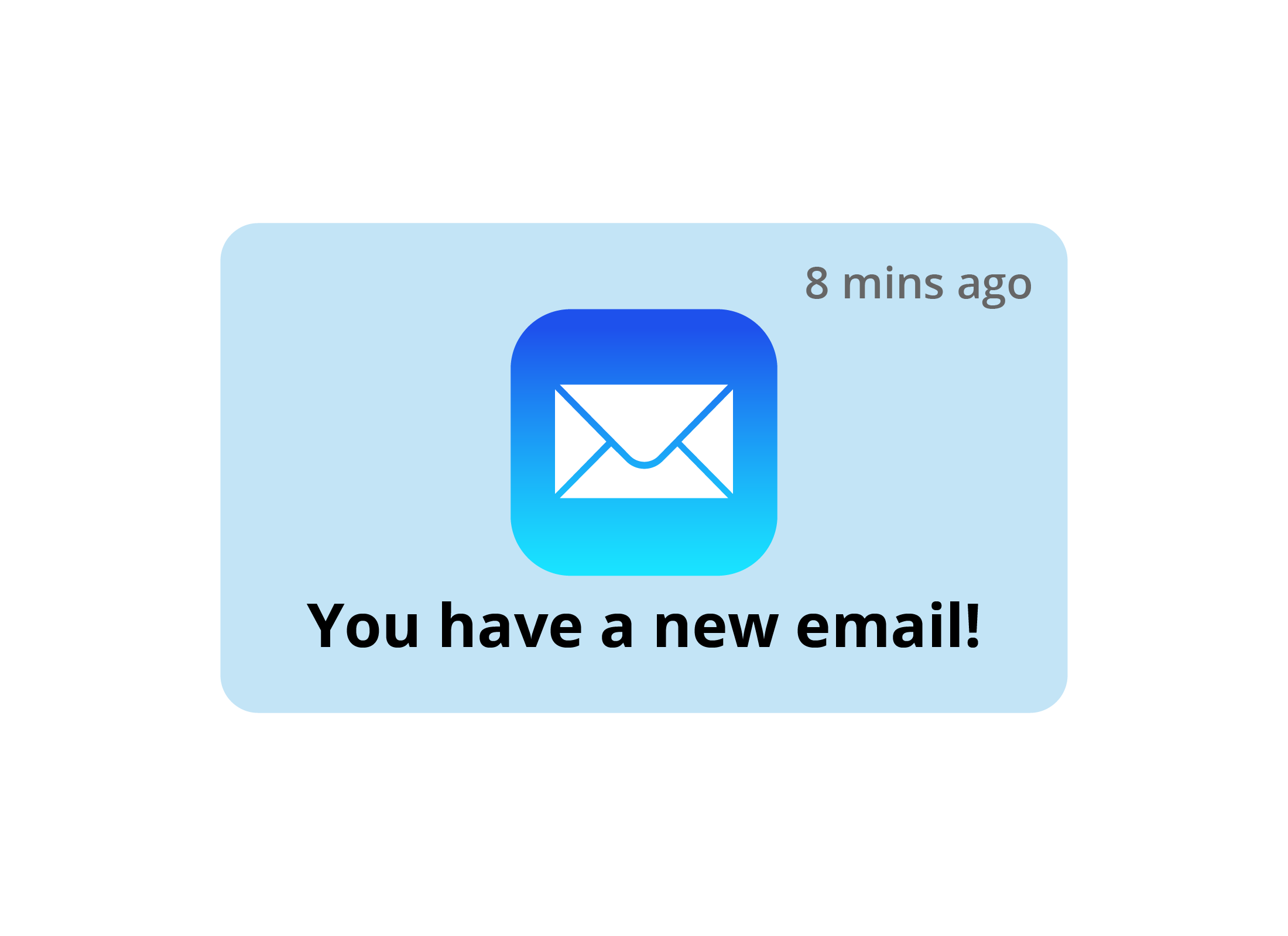 A zoomed-in view of a 'you have a new email' notification on smartphone screen