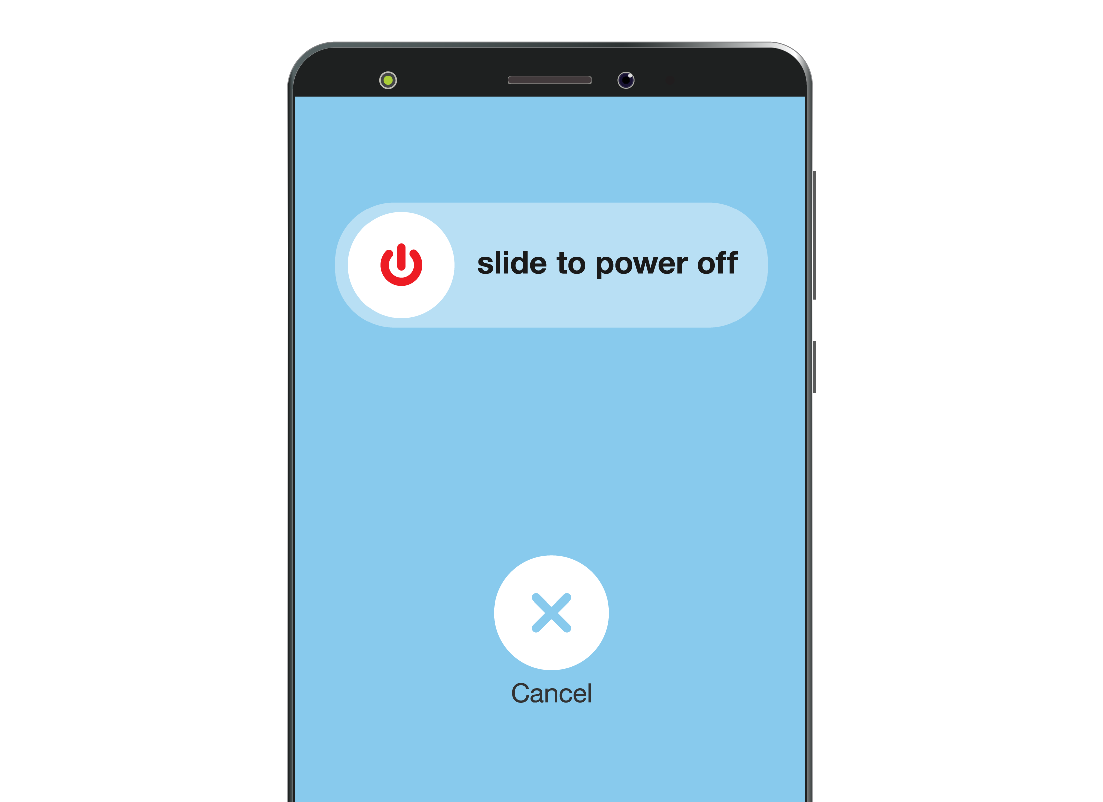 The 'slide to power off' switch displayed on a smartphone screen