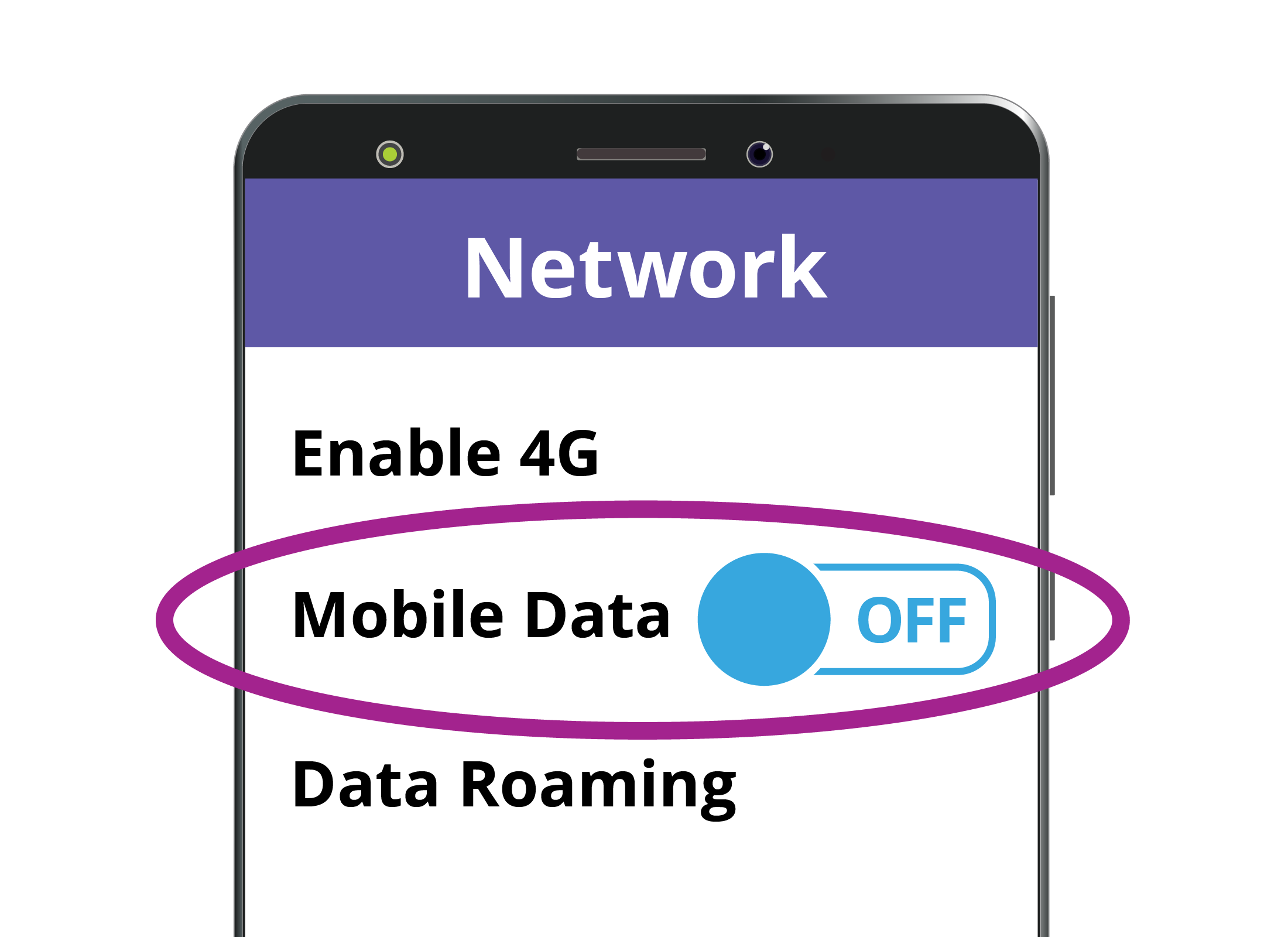 A typical Android smartphone Mobile Data switch