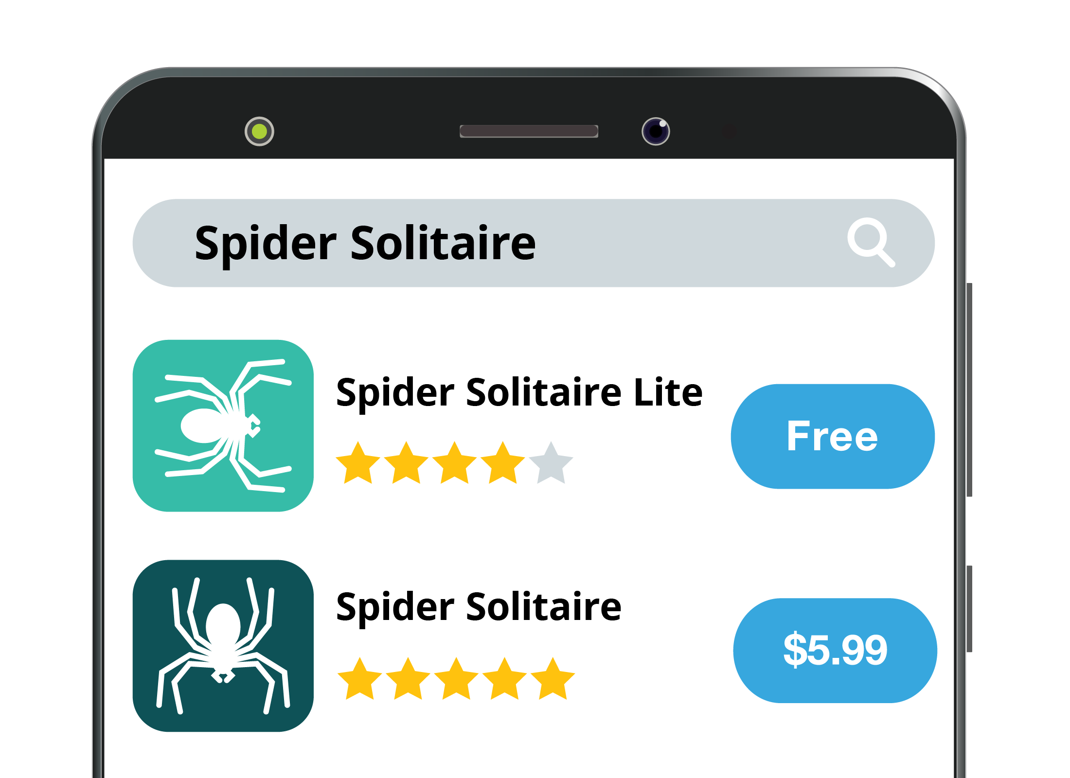 An example of an app that is available free and as a paid version - in this case, Spider Solitaire