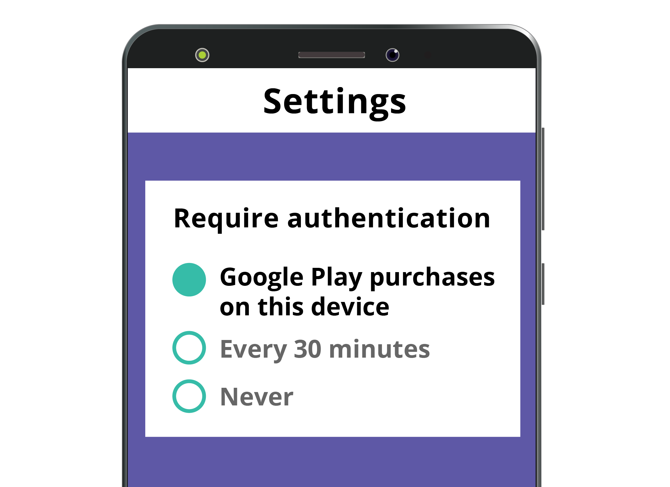 Android settings requiring authentication for Google Play app purchases