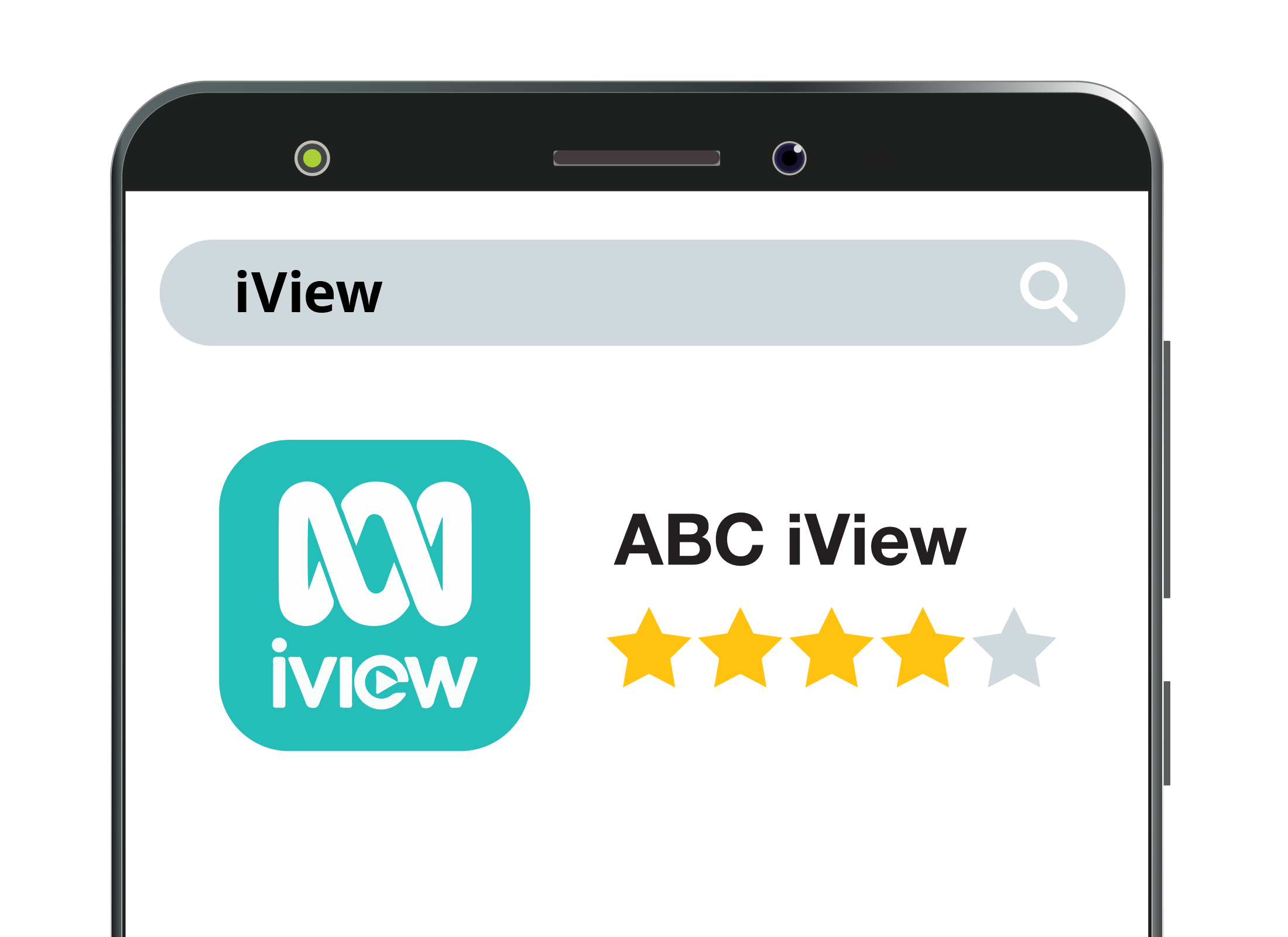 A zoomed-in view of the ABC iView app and star rating