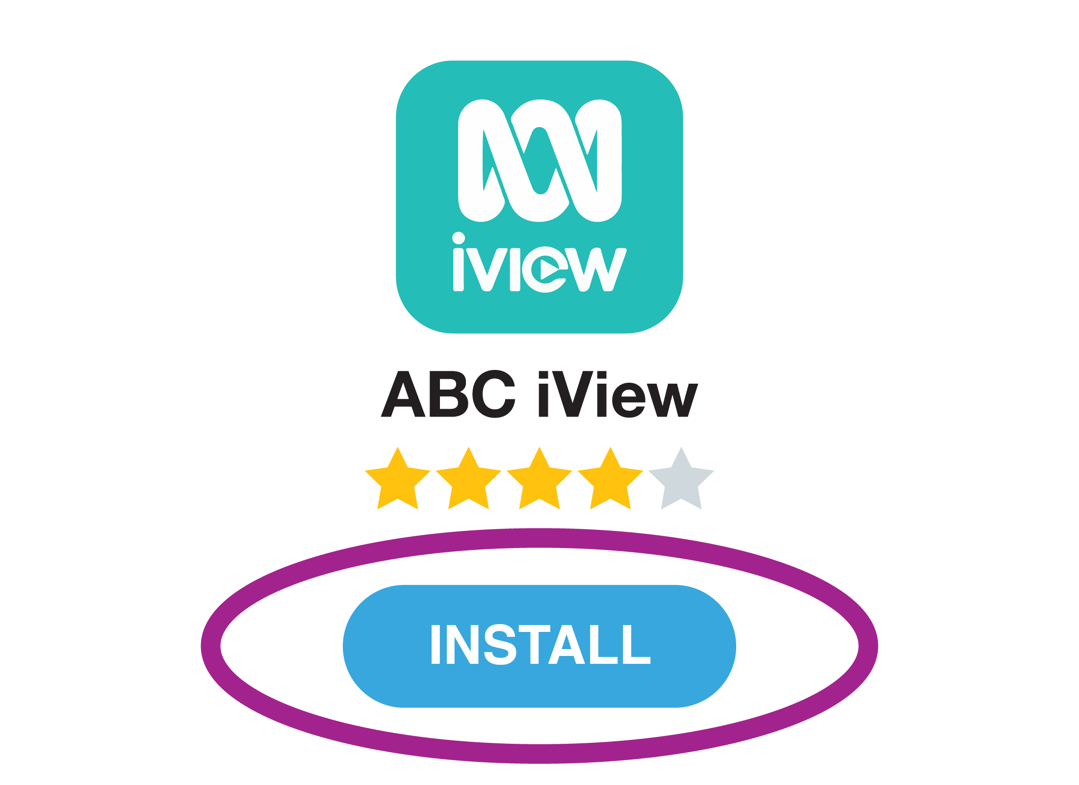 The install button for downloading the ABC iView app