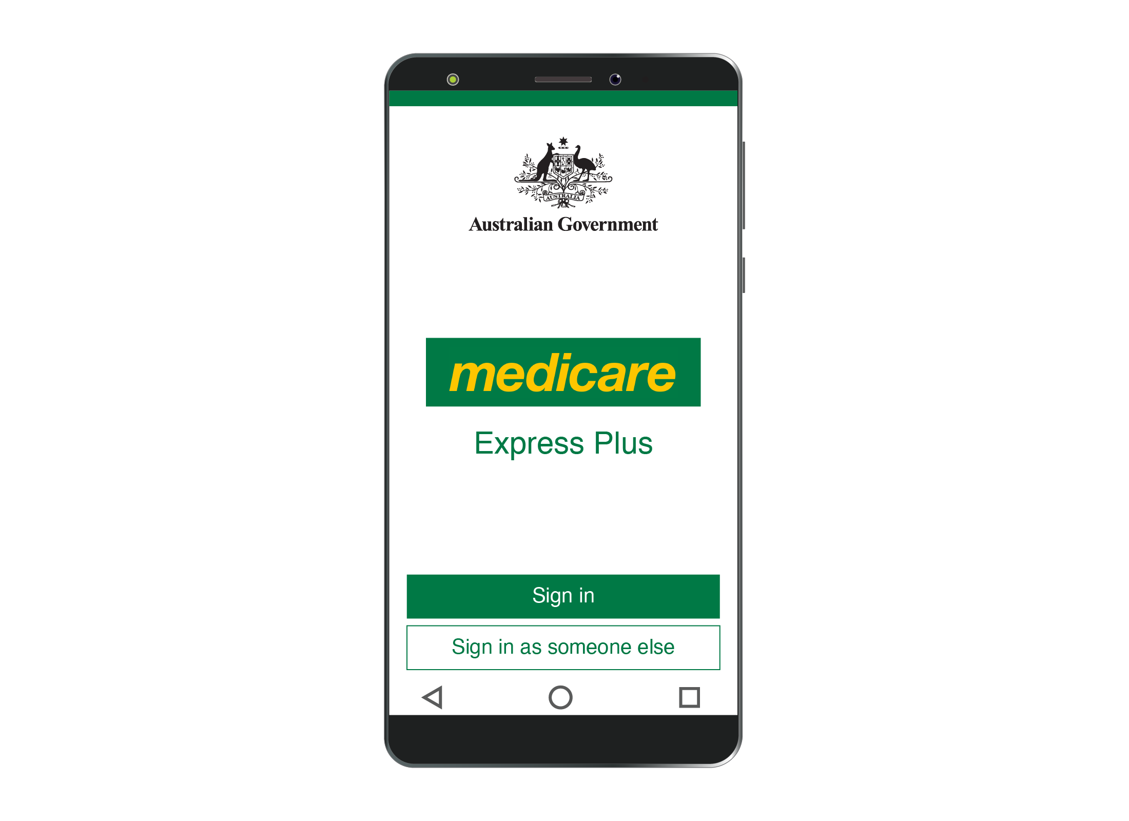 An example of a Government app called Medicare Express Plus on a smart phone