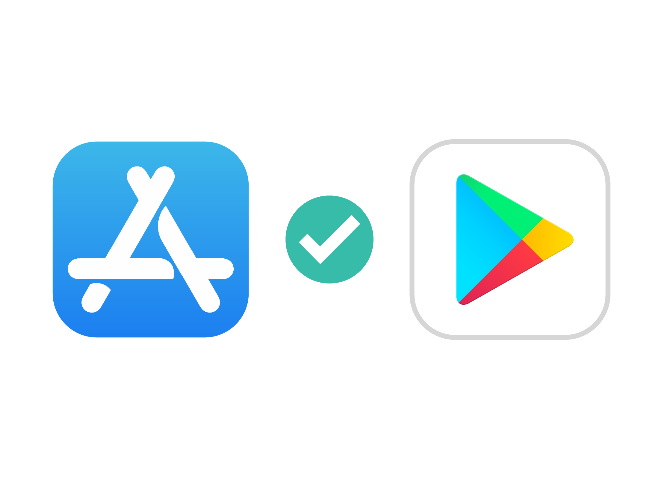 The icons for the official app stores for Apple devices and Android devices