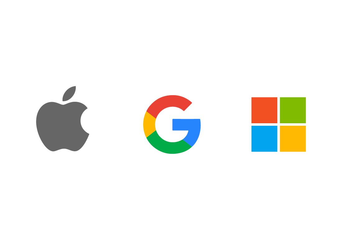 Apple, Google and Windows icons